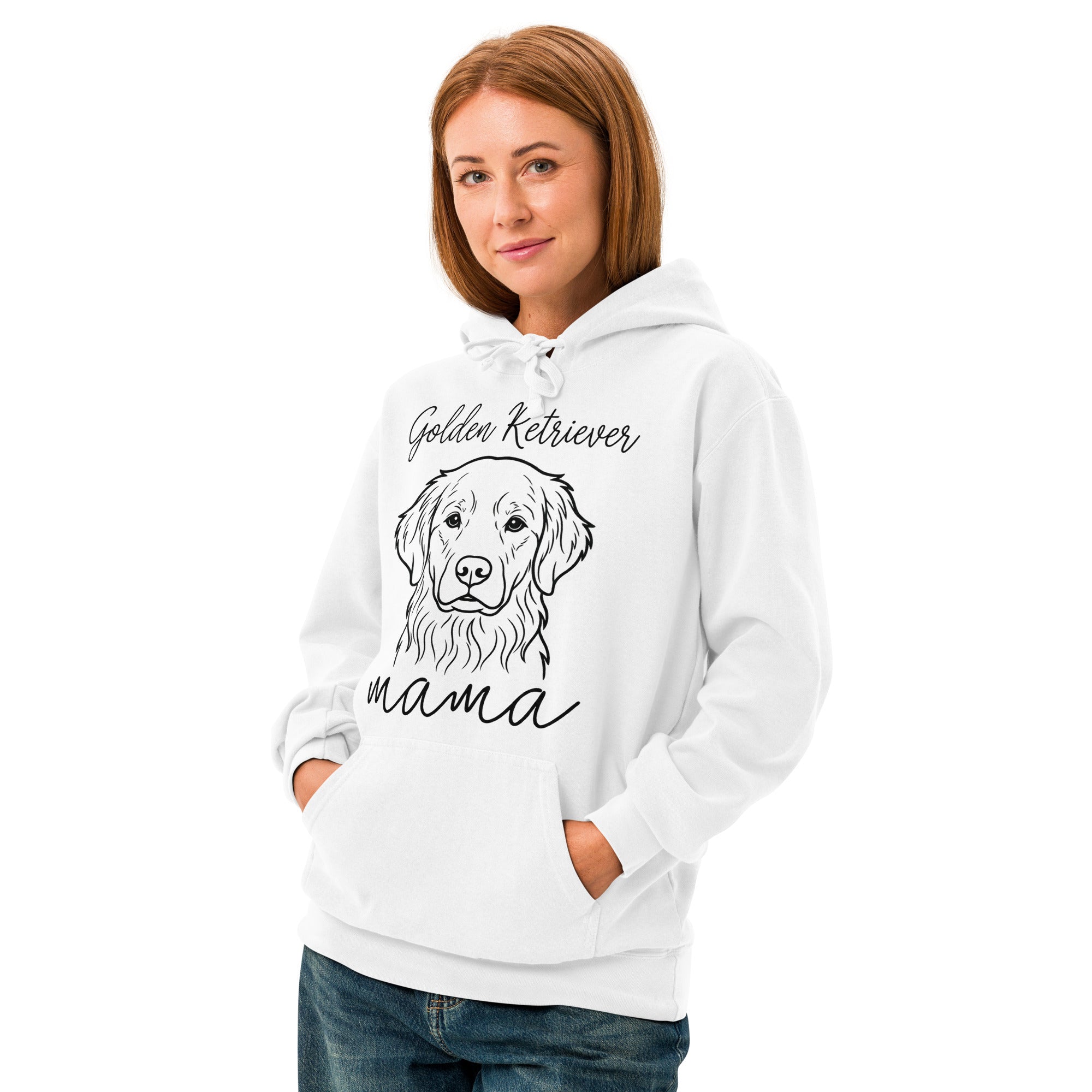 Golden Retriever Mama Mode Garment-dyed Hoodie .