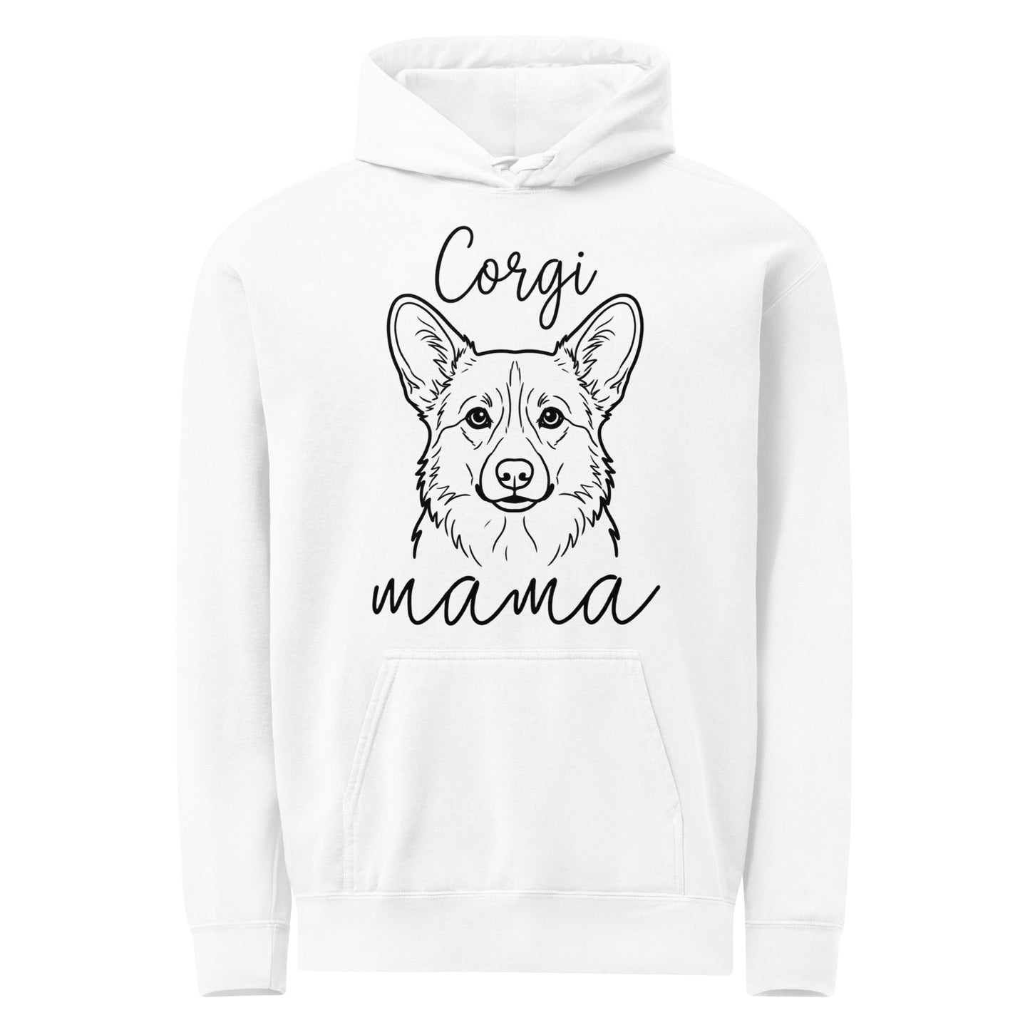 Corgi Mama Mode Garment-dyed Hoodie . White