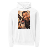 Custom Caricature Dog And Owner Portrait Unisex Garment-dyed Hoodie . White