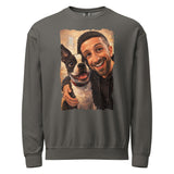 Custom Caricature Dog And Owner Portrait Unisex Garment-dyed Fleece Crewneck Sweatshirt . Pepper