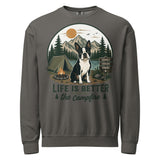Life Is Better Around the Campfire Boston Terrier Shirt, Camping Dog Lover Unisex Garment-dyed Fleece Crewneck Sweatshirt . Pepper