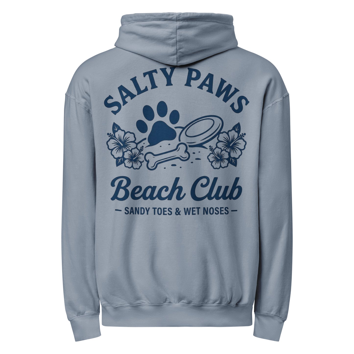 Salty Paws Beach Club Sandy Toes & Wet Noses Garment-dyed Lightweight Hoodie . Blue Jean