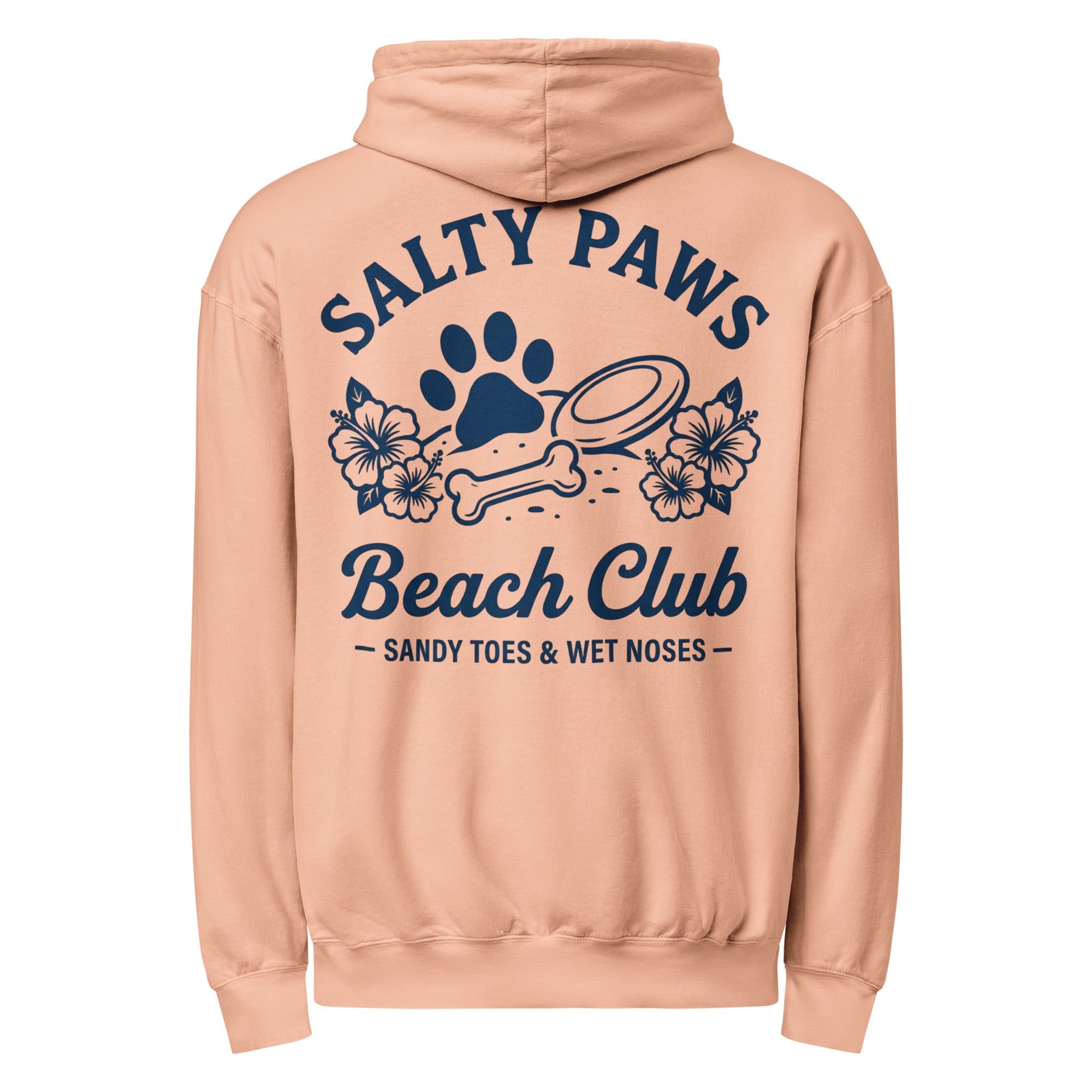 Salty Paws Beach Club Sandy Toes & Wet Noses Garment-dyed Lightweight Hoodie . Peachy