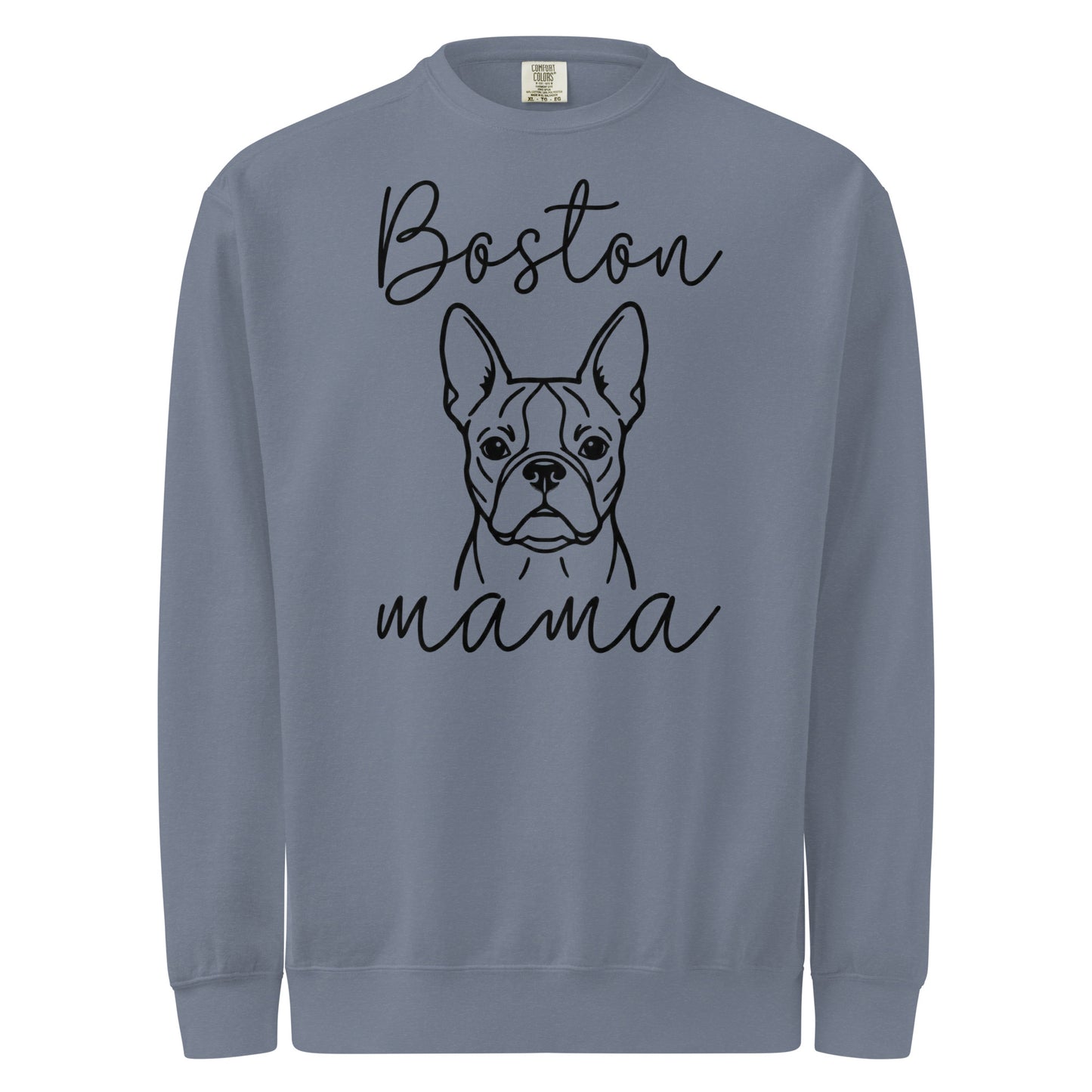 Boston Mama Mode Garment-Dyed Sweatshirt . Blue Jean