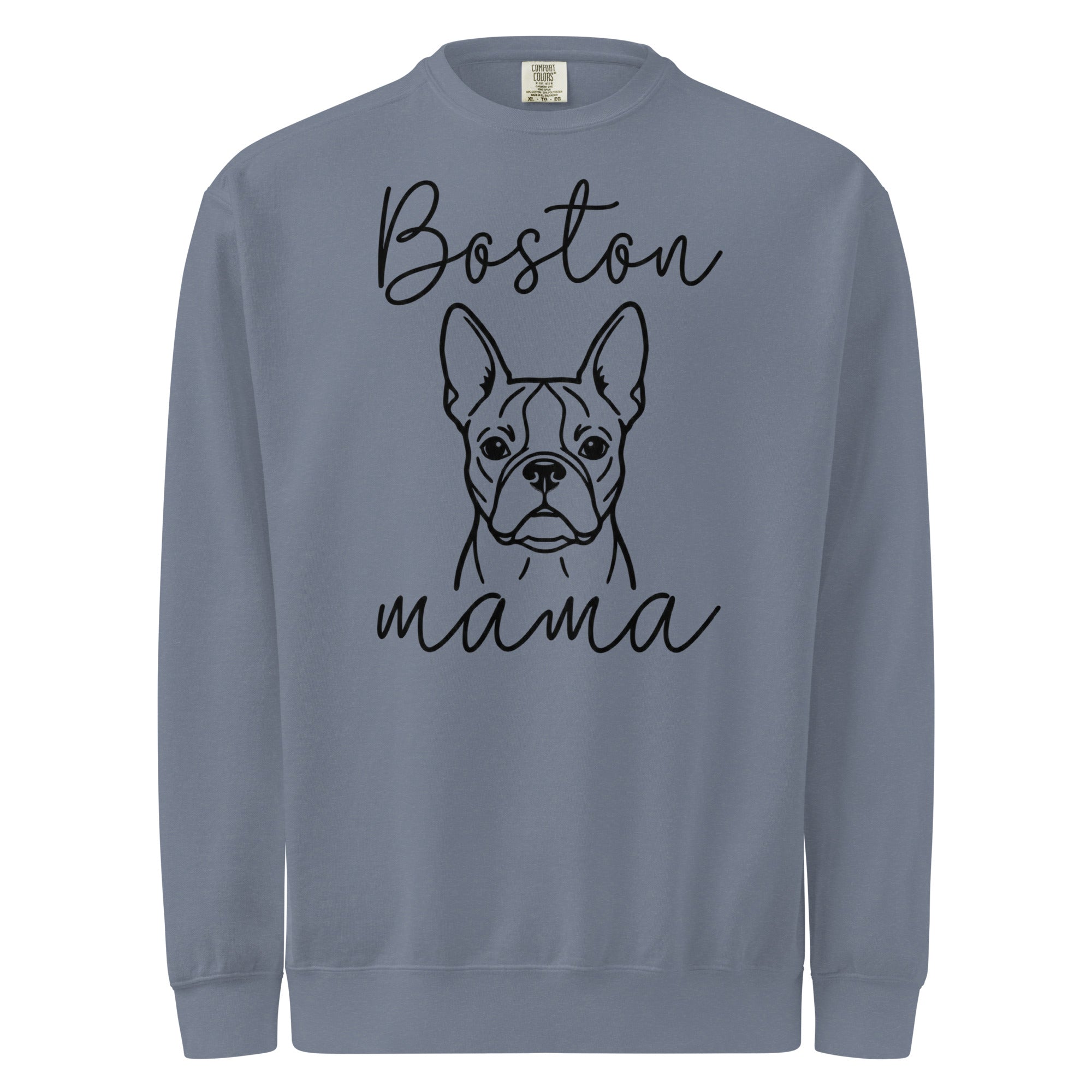 Boston Mama Mode Garment-Dyed Sweatshirt . Blue Jean