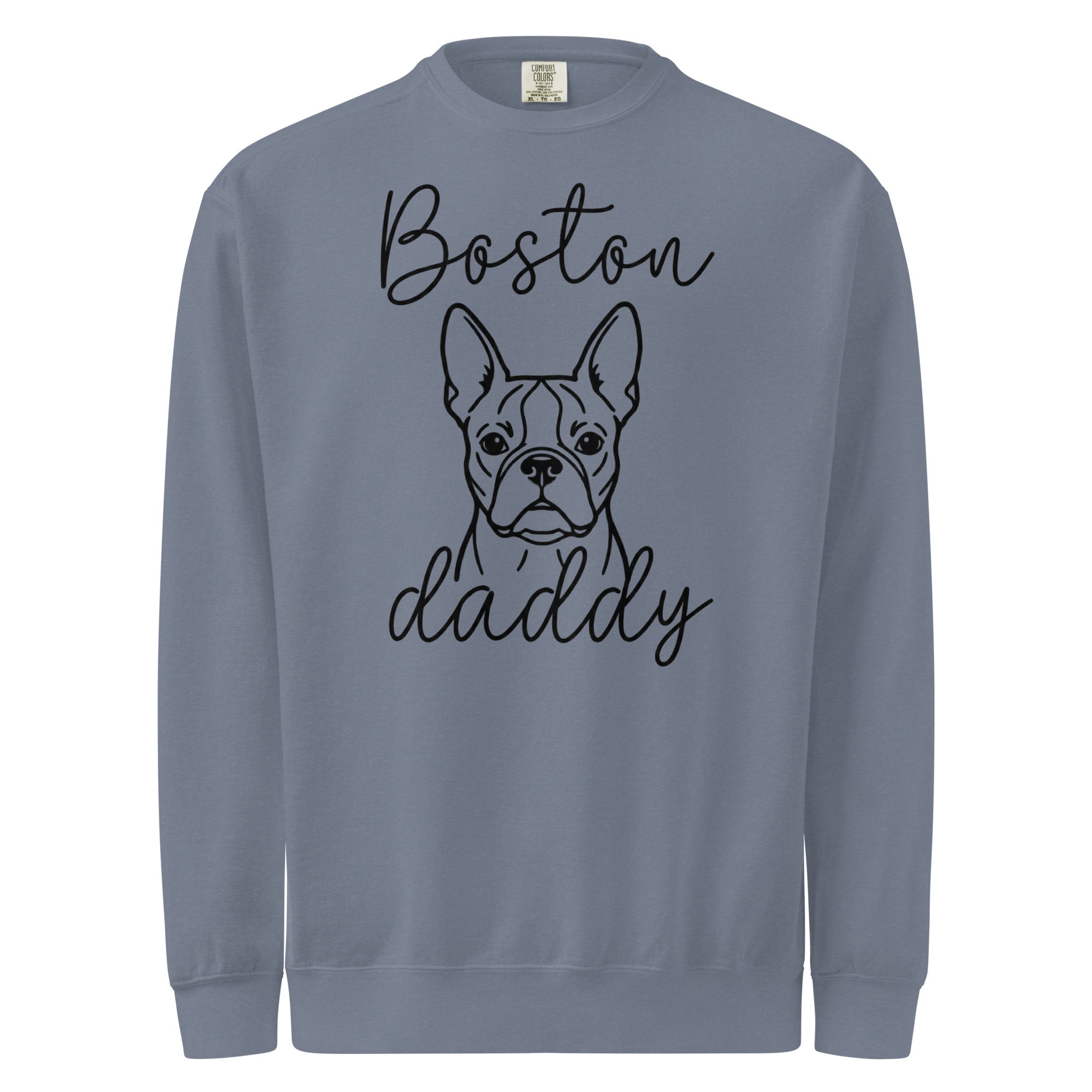 Boston Daddy Mode Garment-Dyed Sweatshirt . Blue Jean