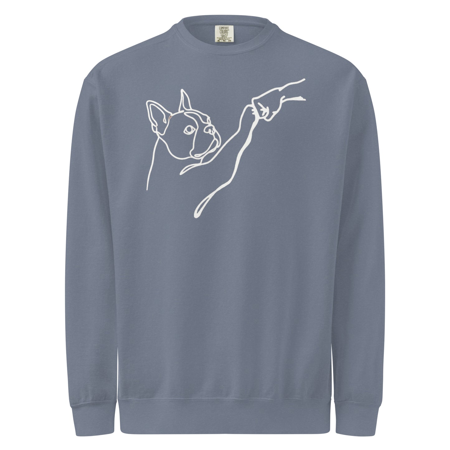 Dog Fist Bump Unisex Garment-Dyed Sweatshirt . Blue Jean