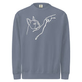 Dog Fist Bump Unisex Garment-Dyed Sweatshirt . Blue Jean