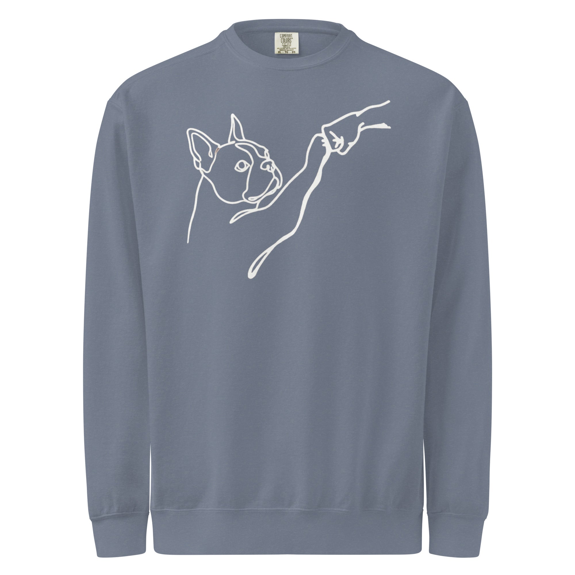 Dog Fist Bump Unisex Garment-Dyed Sweatshirt . Blue Jean