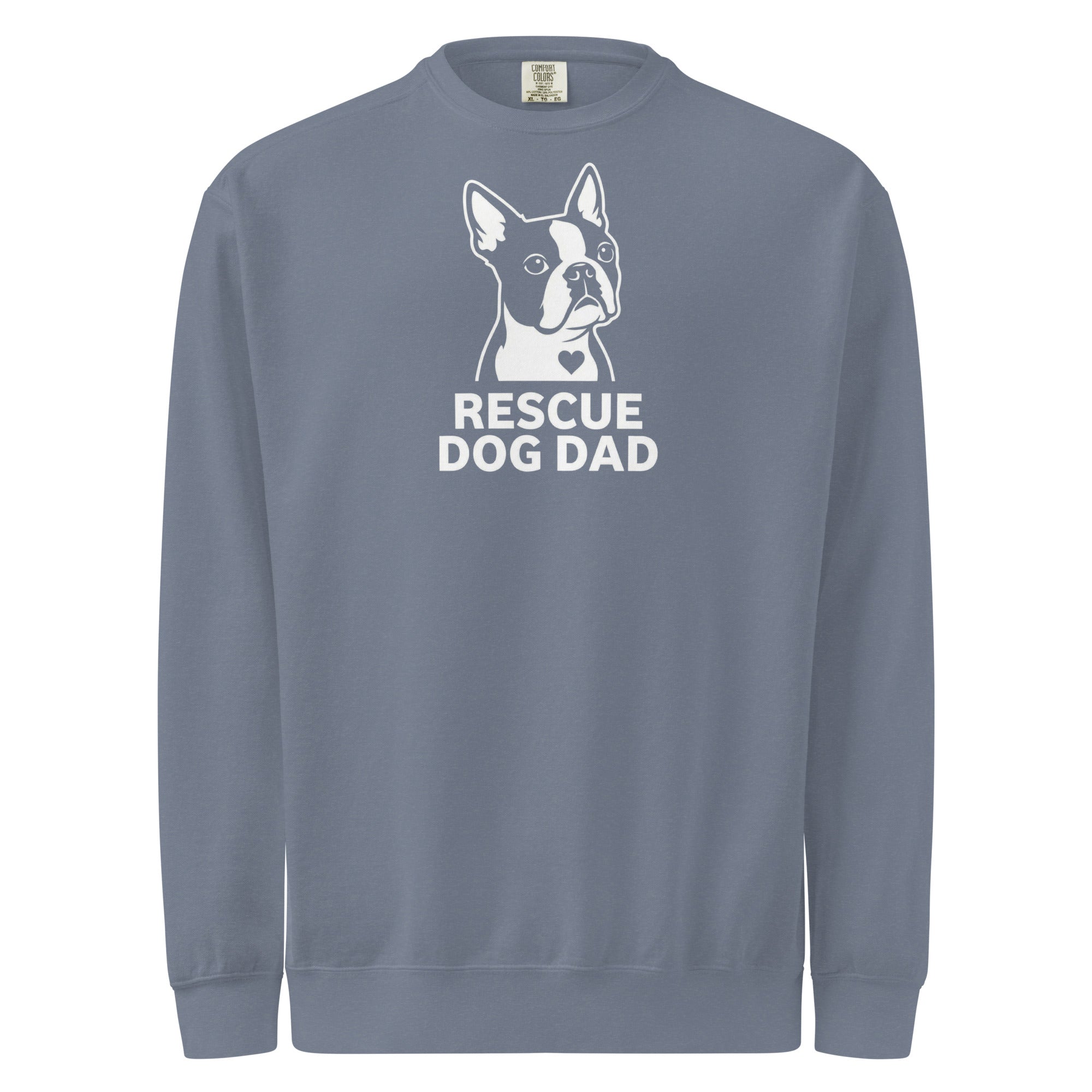 Rescue Dog Dad Garment-Dyed Sweatshirt . Blue Jean