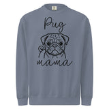Pug Mama Mode Garment-dyed Sweatshirt . Blue Jean