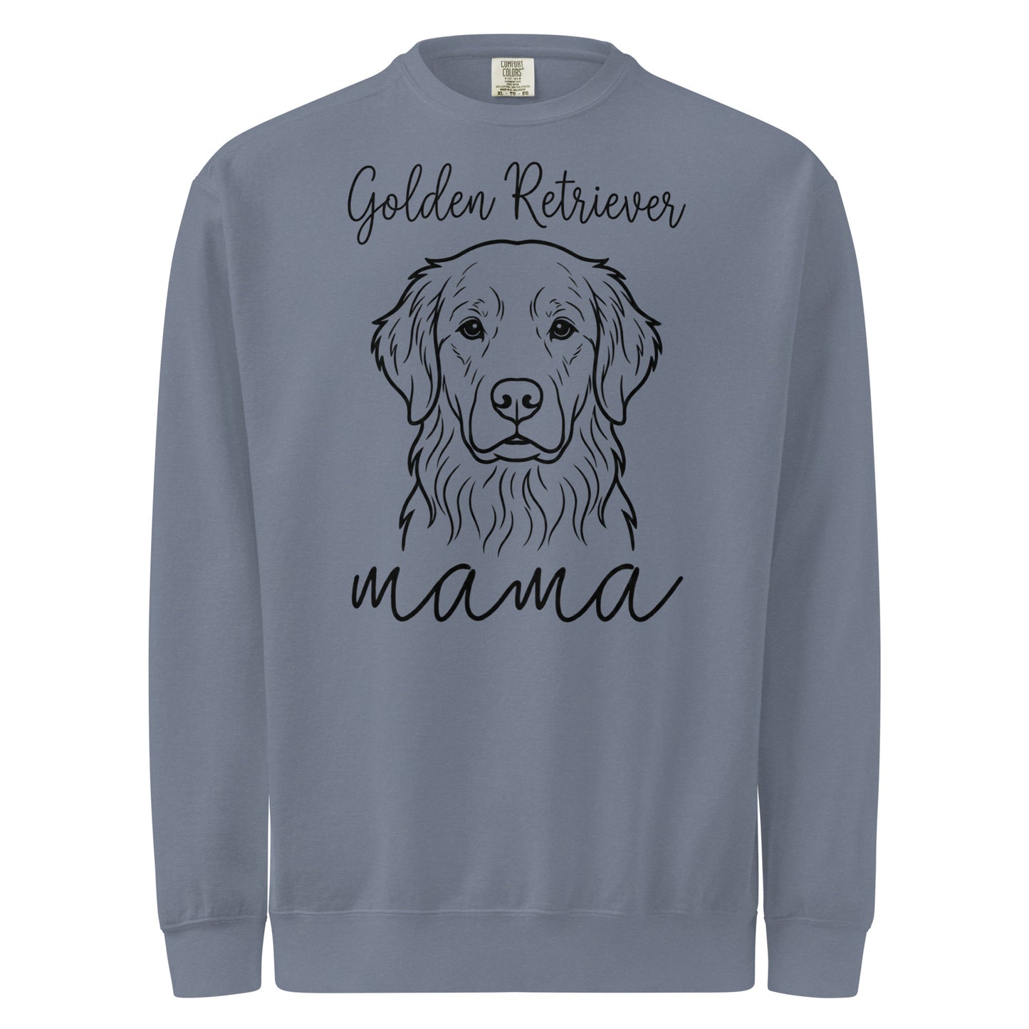 Golden Retriever Mama Mode Garment-dyed Sweatshirt . Blue Jean