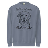 Golden Retriever Mama Mode Garment-dyed Sweatshirt . Blue Jean