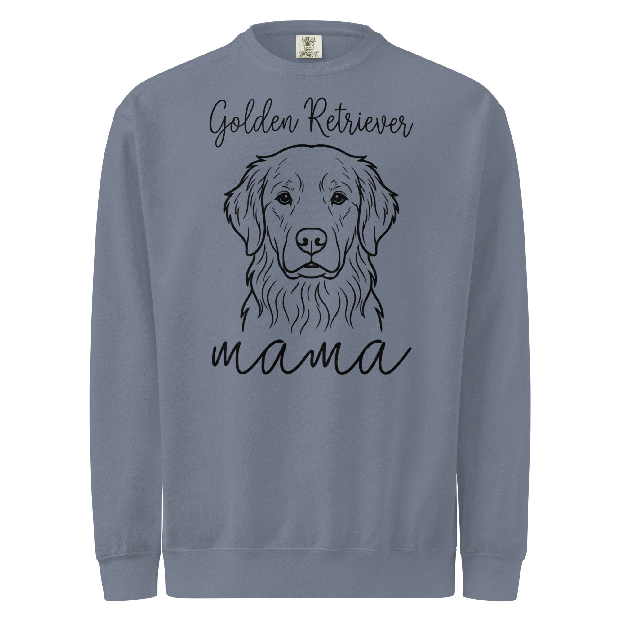 Golden Retriever Mama Mode Garment-dyed Sweatshirt . Blue Jean