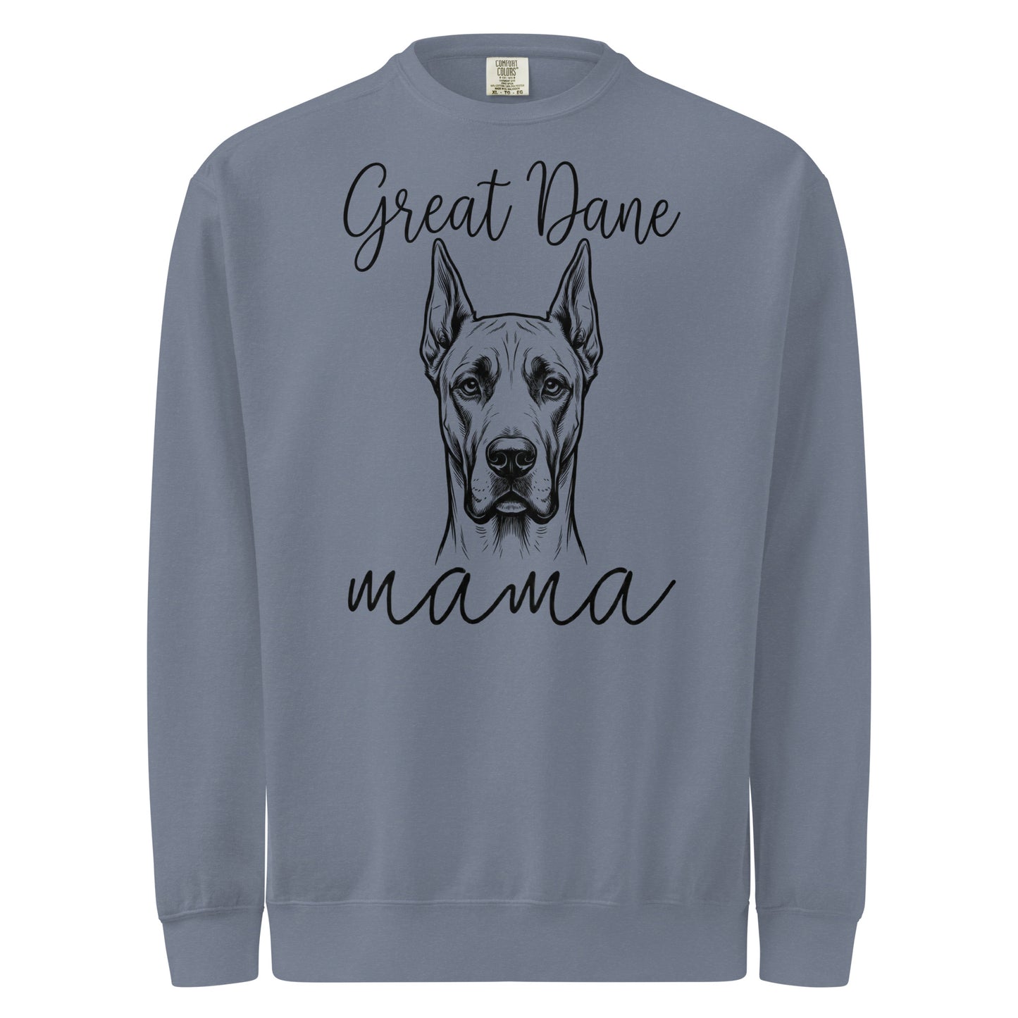 Great Dane Mama Mode Garment-dyed Sweatshirt . Blue Jean