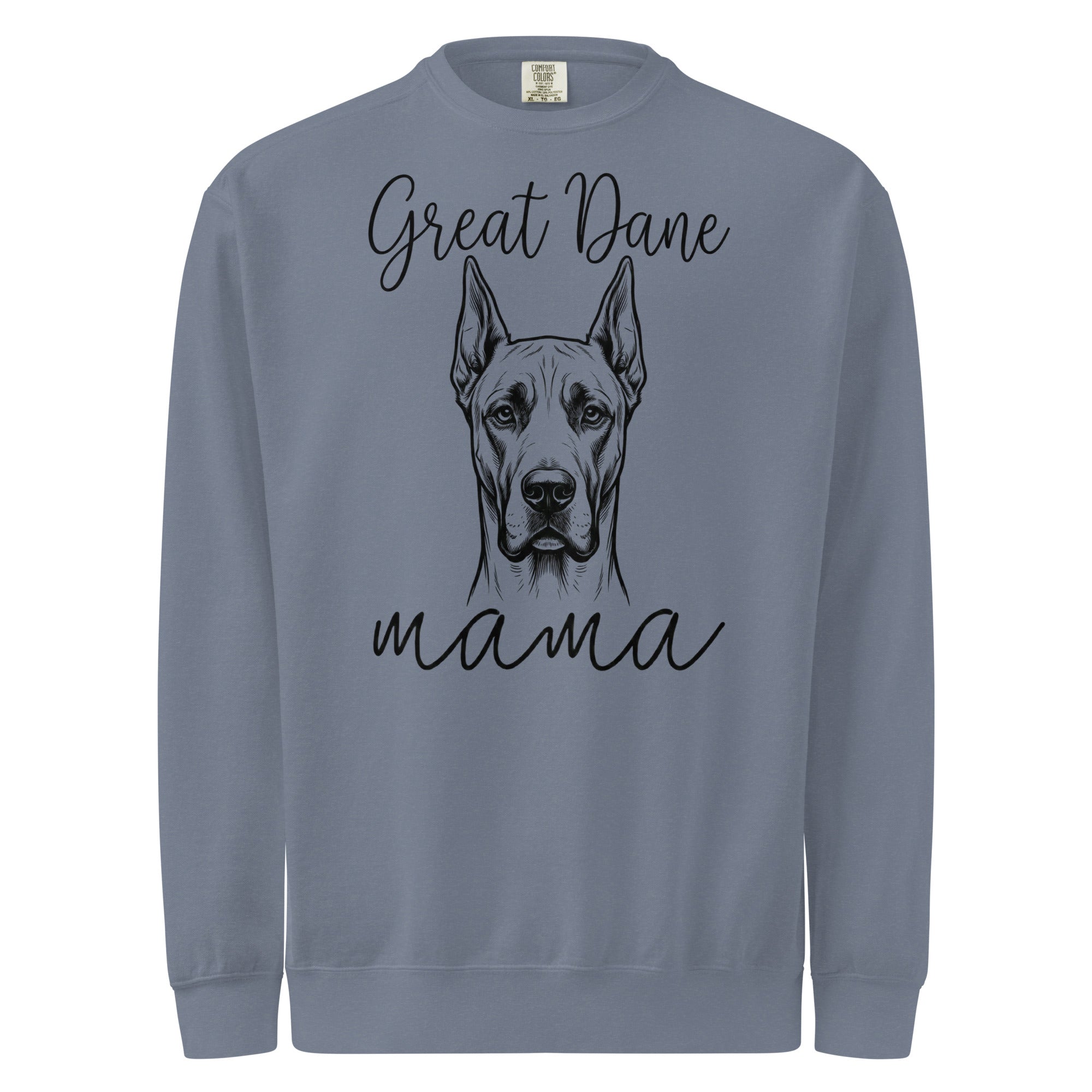 Great Dane Mama Mode Garment-dyed Sweatshirt . Blue Jean