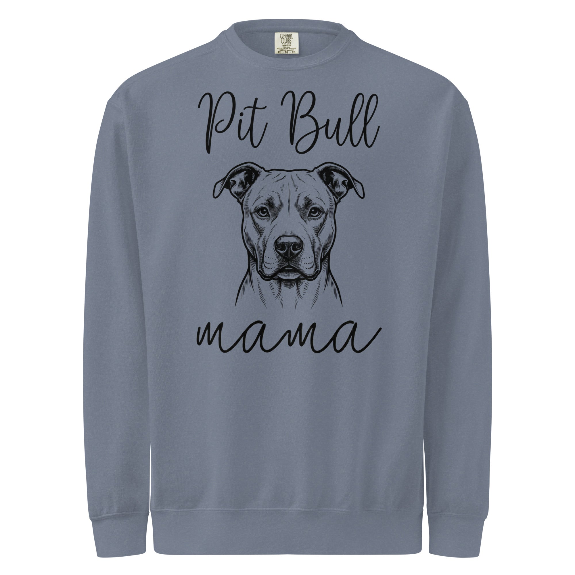 Pit Bull Mama Mode Garment-dyed Sweatshirt . Blue Jean