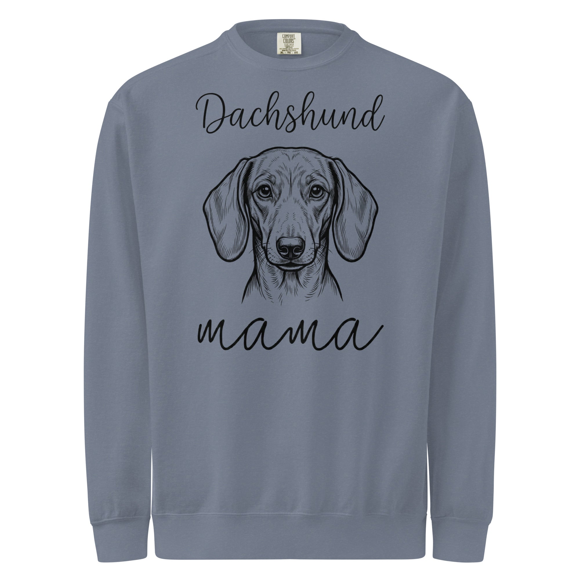 Dachshund Mama Mode Garment-dyed Sweatshirt . Blue Jean