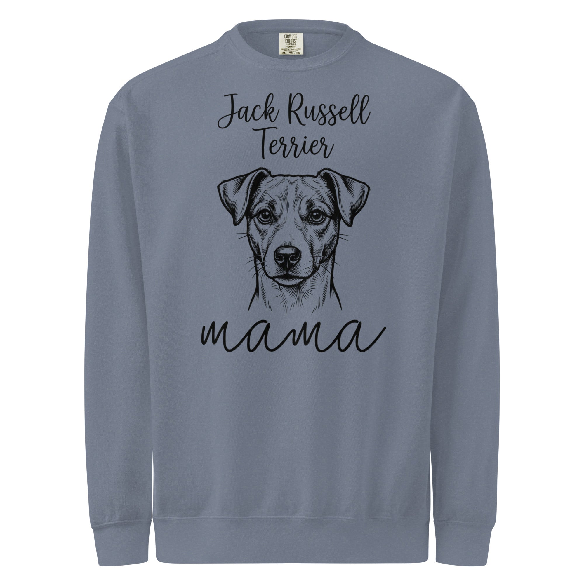 Jack Russell Terrier Mama Mode Garment-dyed Sweatshirt . Blue Jean