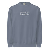 Just A Girl Who Loves Her German Shepherd GSD Garment-dyed Sweatshirt . Blue Jean