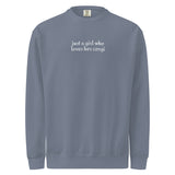 Just a Girl Who Loves Her Corgi Garment-dyed Sweatshirt . Blue Jean