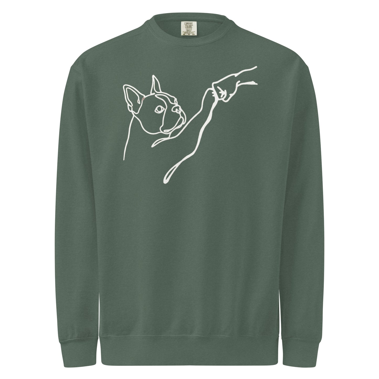 Dog Fist Bump Unisex Garment-Dyed Sweatshirt . Blue Spruce