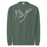 Dog Fist Bump Unisex Garment-Dyed Sweatshirt . Blue Spruce
