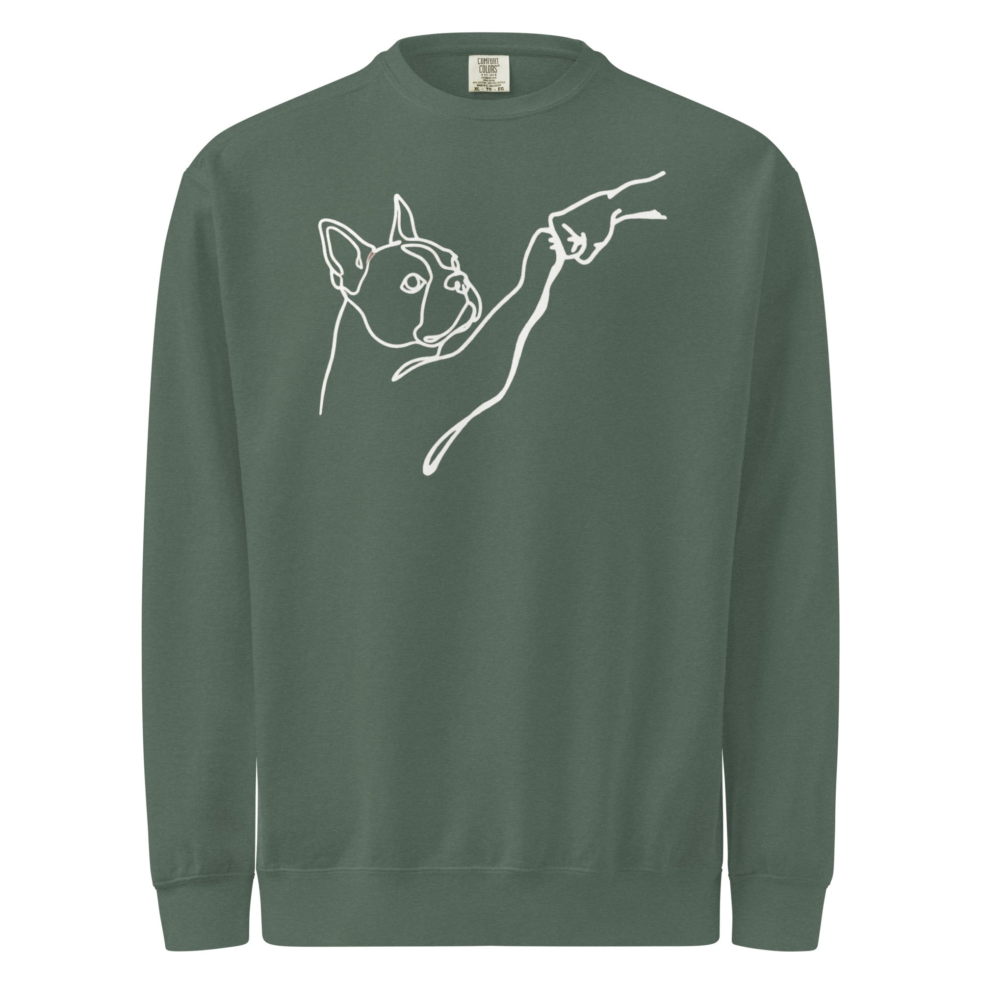 Dog Fist Bump Unisex Garment-Dyed Sweatshirt . Blue Spruce