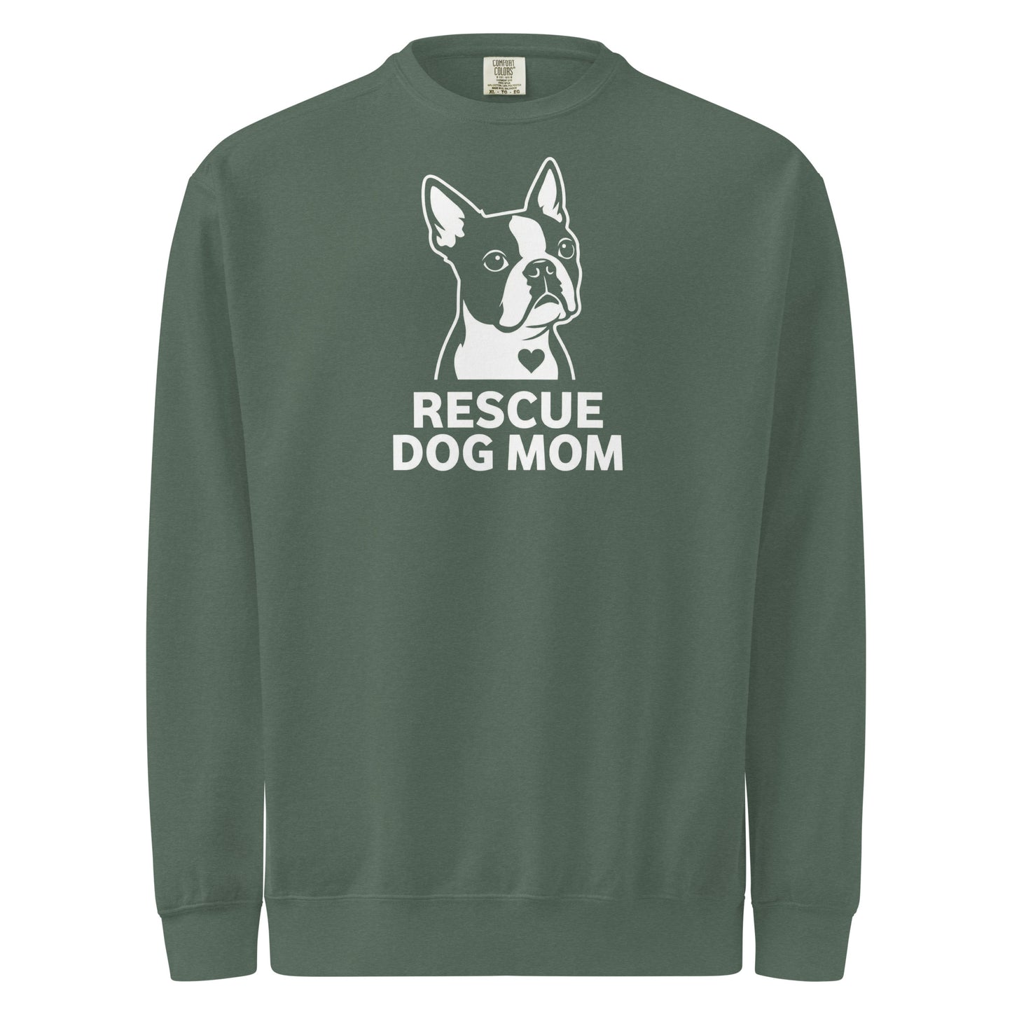 Rescue Dog Mom Garment-Dyed Sweatshirt . Blue Spruce