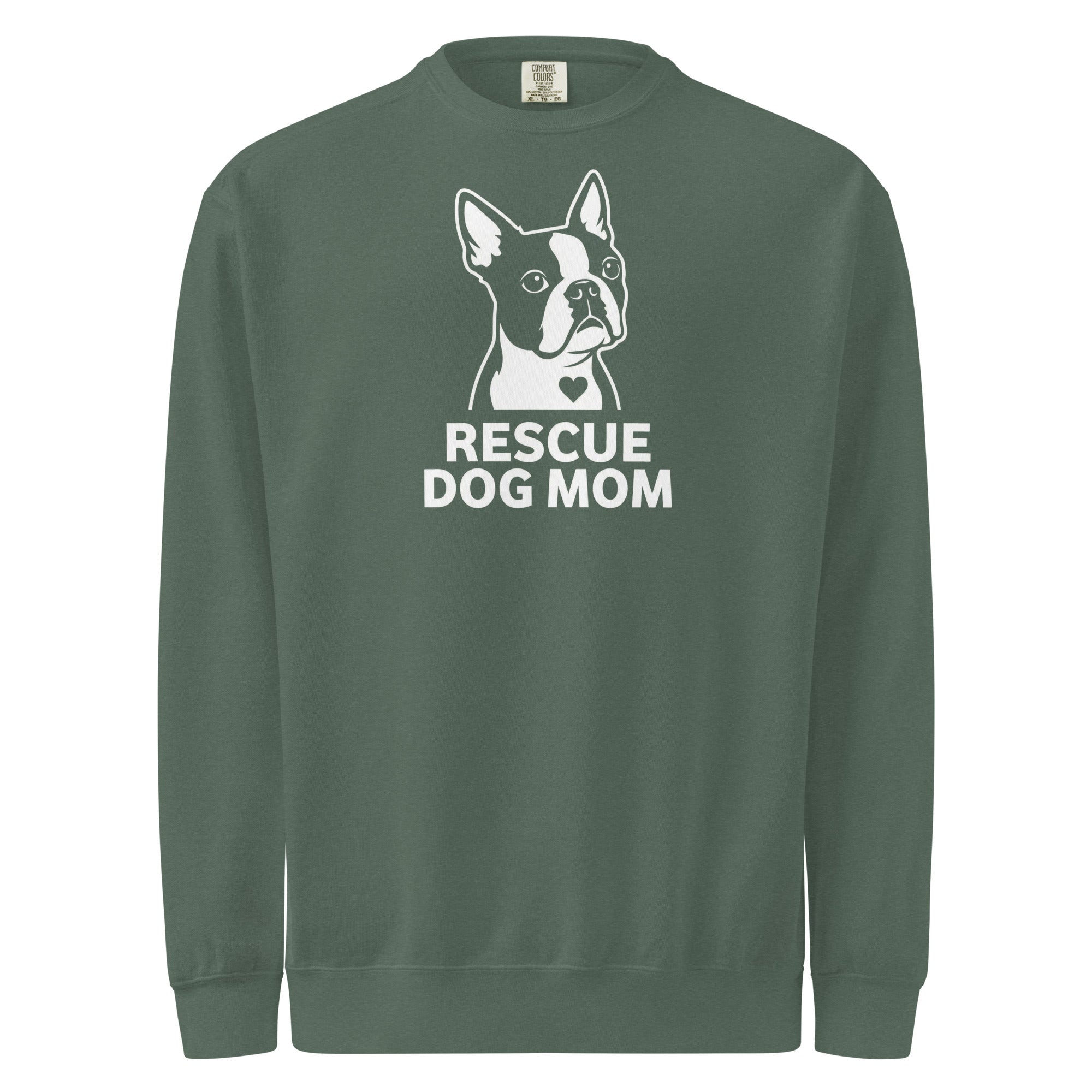 Rescue Dog Mom Garment-Dyed Sweatshirt . Blue Spruce
