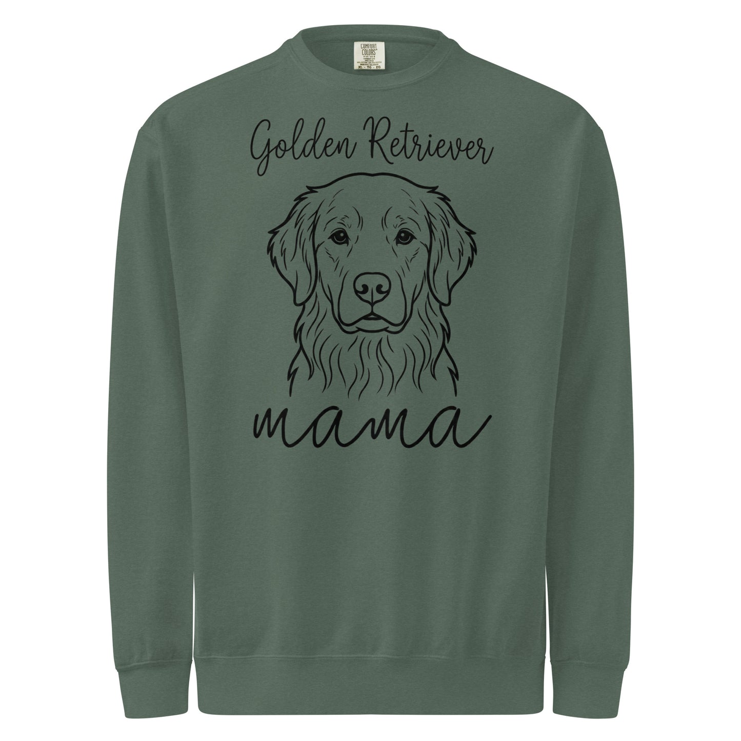 Golden Retriever Mama Mode Garment-dyed Sweatshirt . Blue Spruce
