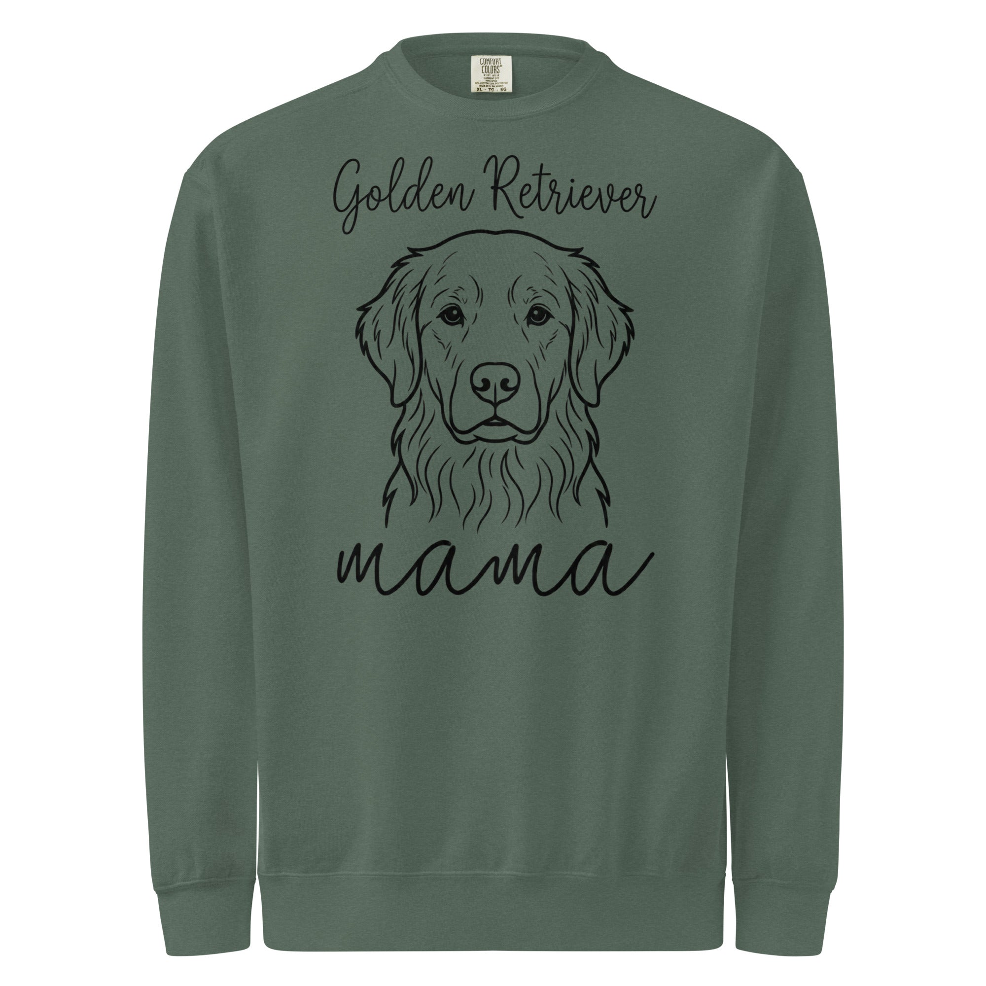 Golden Retriever Mama Mode Garment-dyed Sweatshirt . Blue Spruce