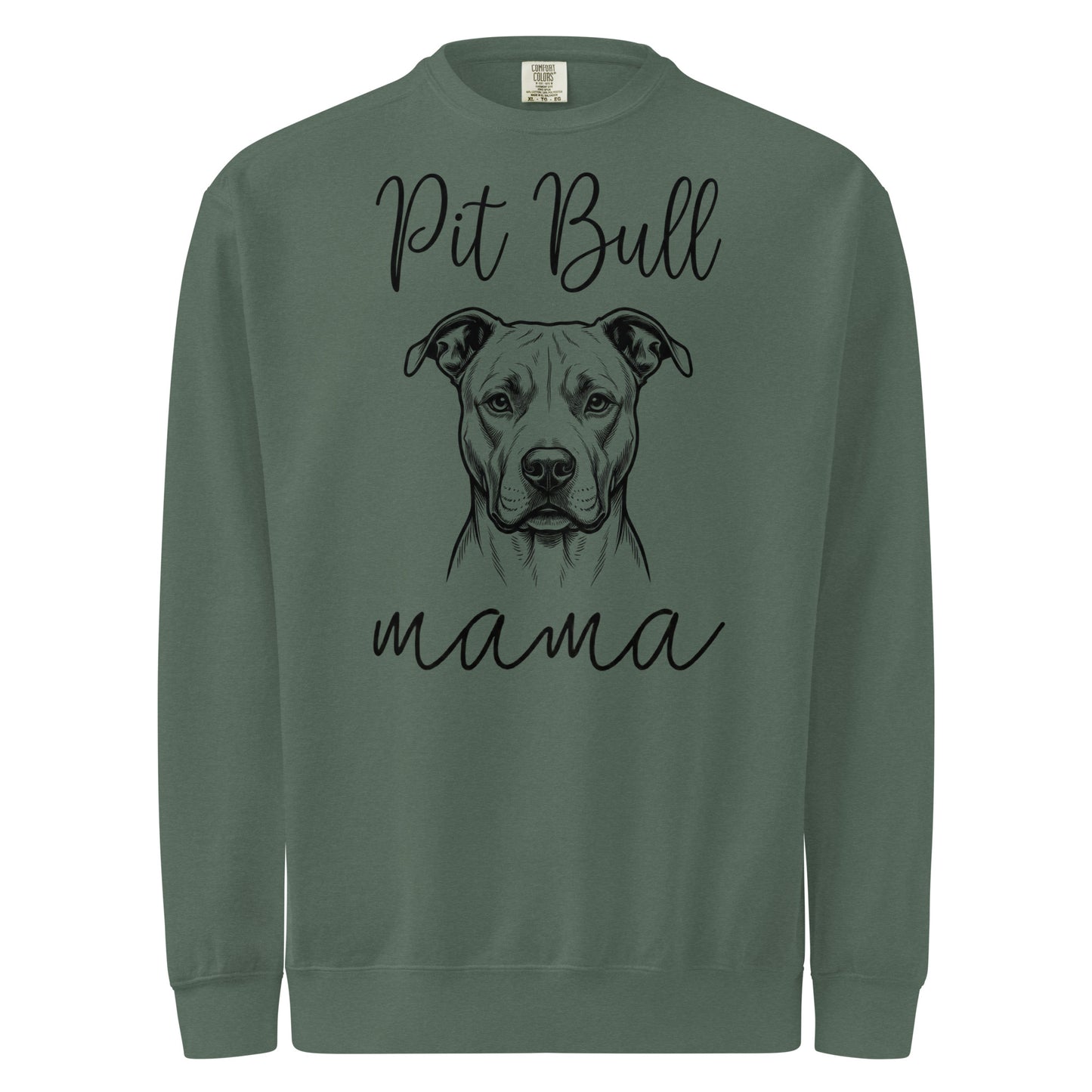 Pit Bull Mama Mode Garment-dyed Sweatshirt . Blue Spruce