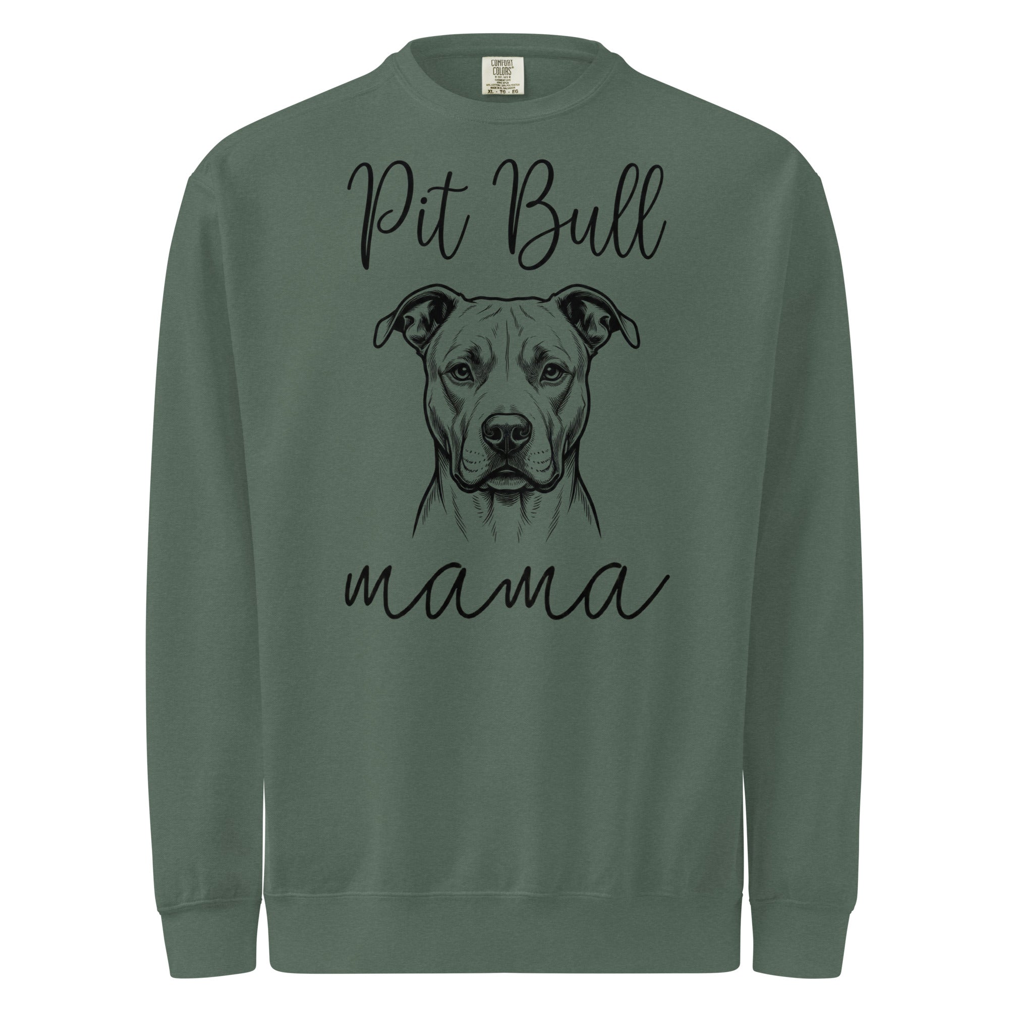 Pit Bull Mama Mode Garment-dyed Sweatshirt . Blue Spruce