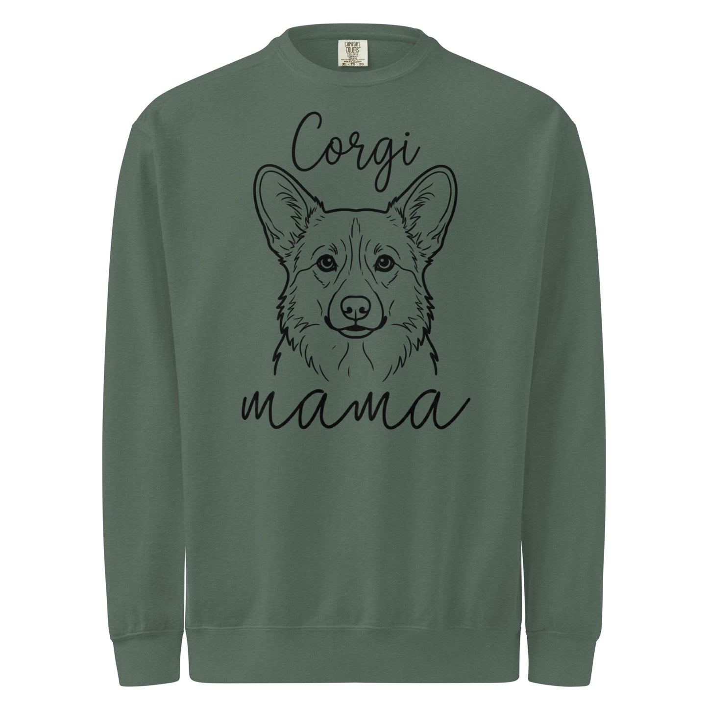 Corgi Mama Mode Garment-dyed Sweatshirt . Blue Spruce