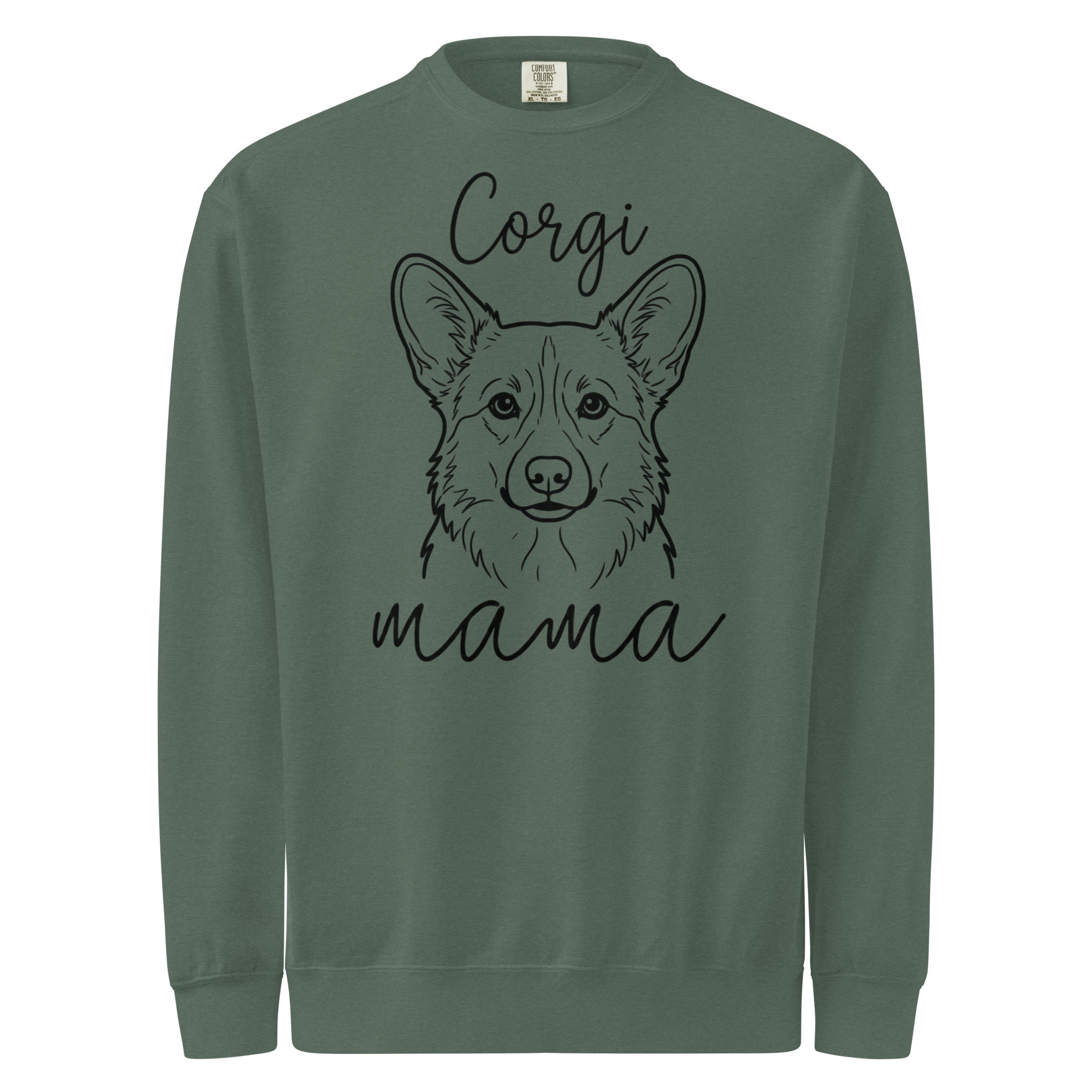 Corgi Mama Mode Garment-dyed Sweatshirt . Blue Spruce