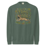 Frog Mode French Bulldog Unisex Garment-dyed Sweatshirt . Blue Spruce