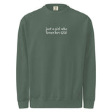 Just A Girl Who Loves Her German Shepherd GSD Garment-dyed Sweatshirt . Blue Spruce