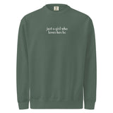 Just A Girl Who Loves Her Border Collie BC Garment-dyed Sweatshirt . Blue Spruce