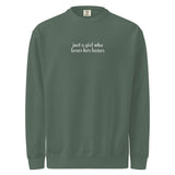 Just A Girl Who Loves Her Boxer Garment-dyed Sweatshirt . Blue Spruce