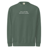 Just A Girl Who Loves Her Cavalier King Charles Spaniel Garment-dyed Sweatshirt . Blue Spruce