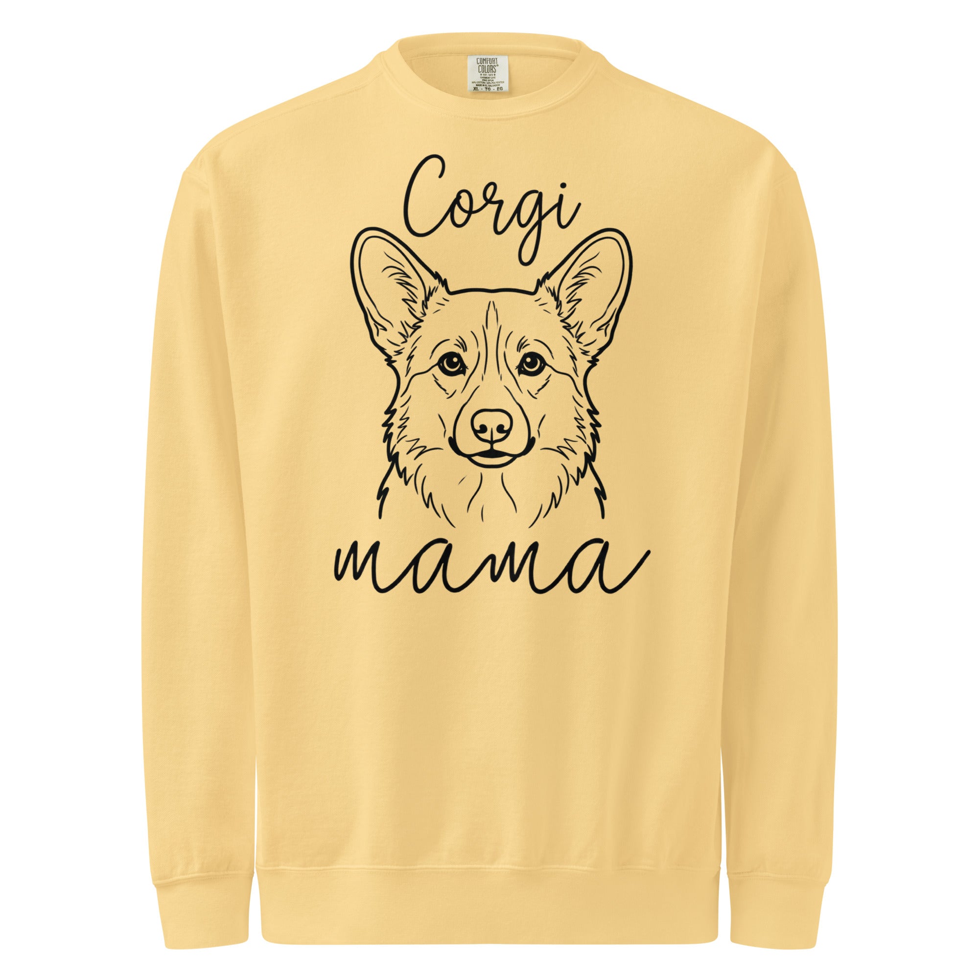 Corgi Mama Mode Garment-dyed Sweatshirt . Butter