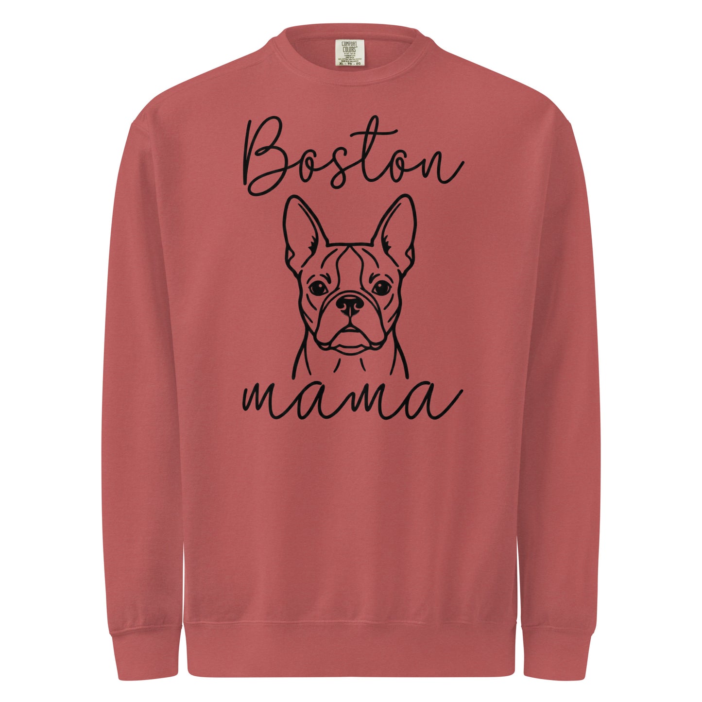 Boston Mama Mode Garment-Dyed Sweatshirt . Crimson