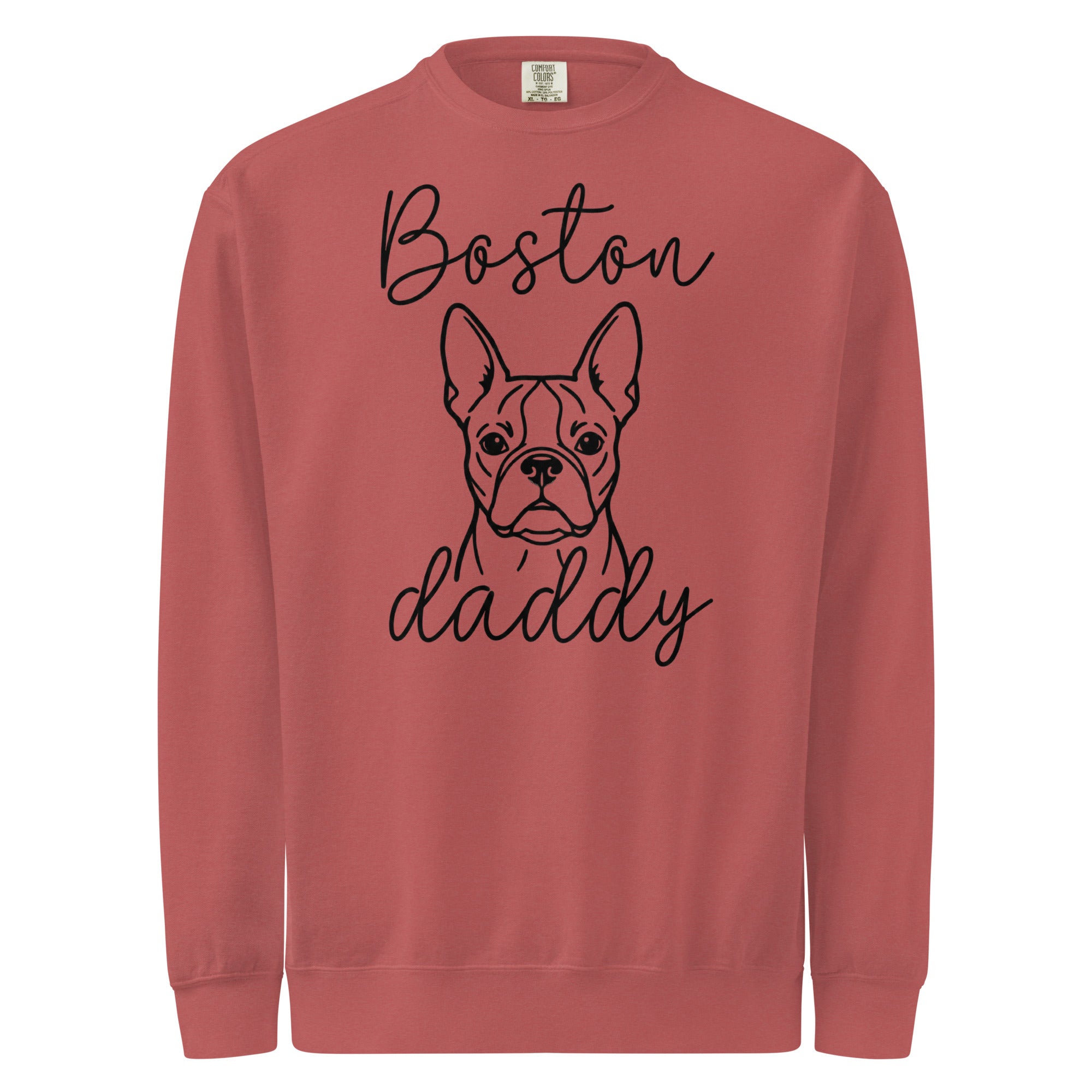 Boston Daddy Mode Garment-Dyed Sweatshirt . Crimson