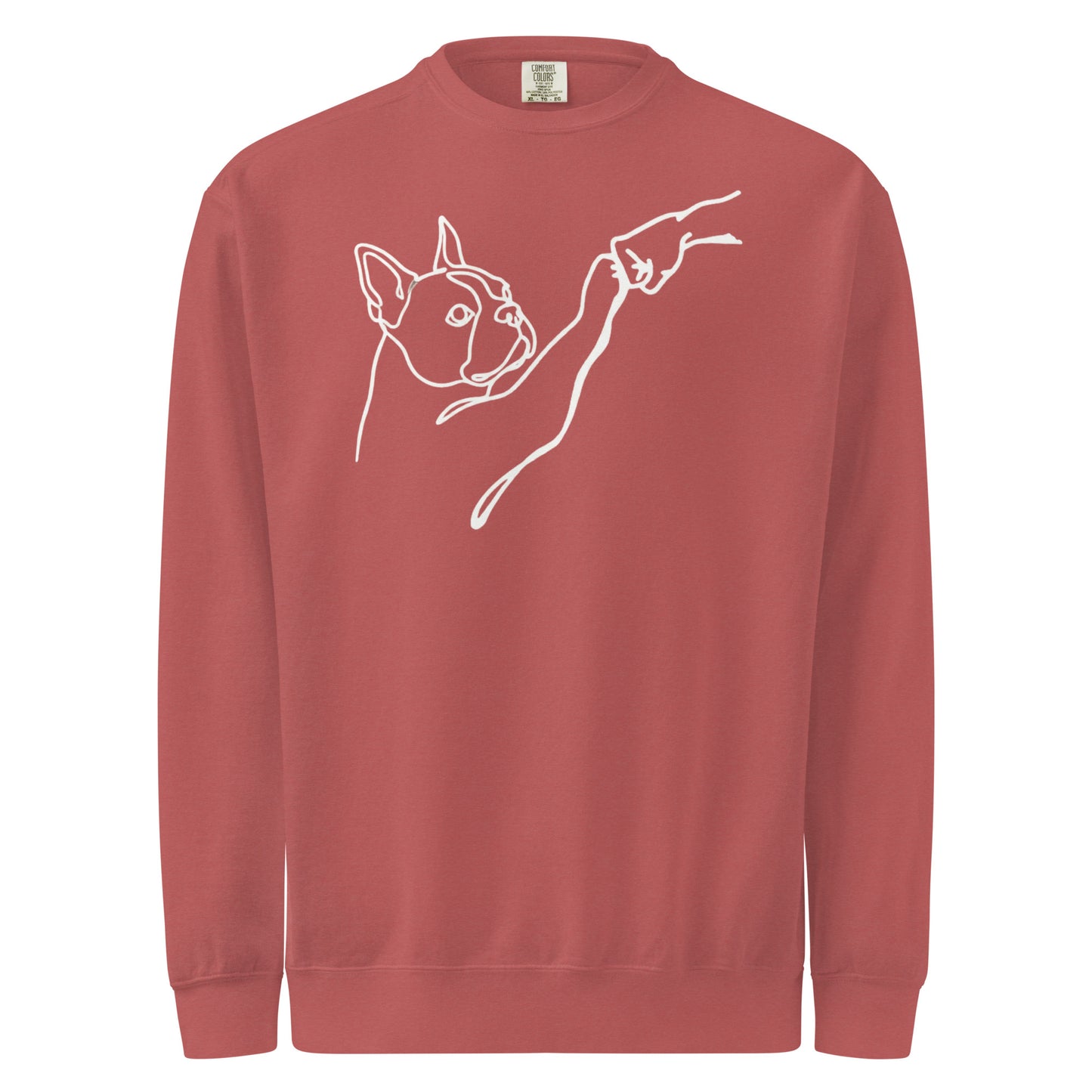 Dog Fist Bump Unisex Garment-Dyed Sweatshirt . Crimson