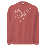 Dog Fist Bump Unisex Garment-Dyed Sweatshirt . Crimson