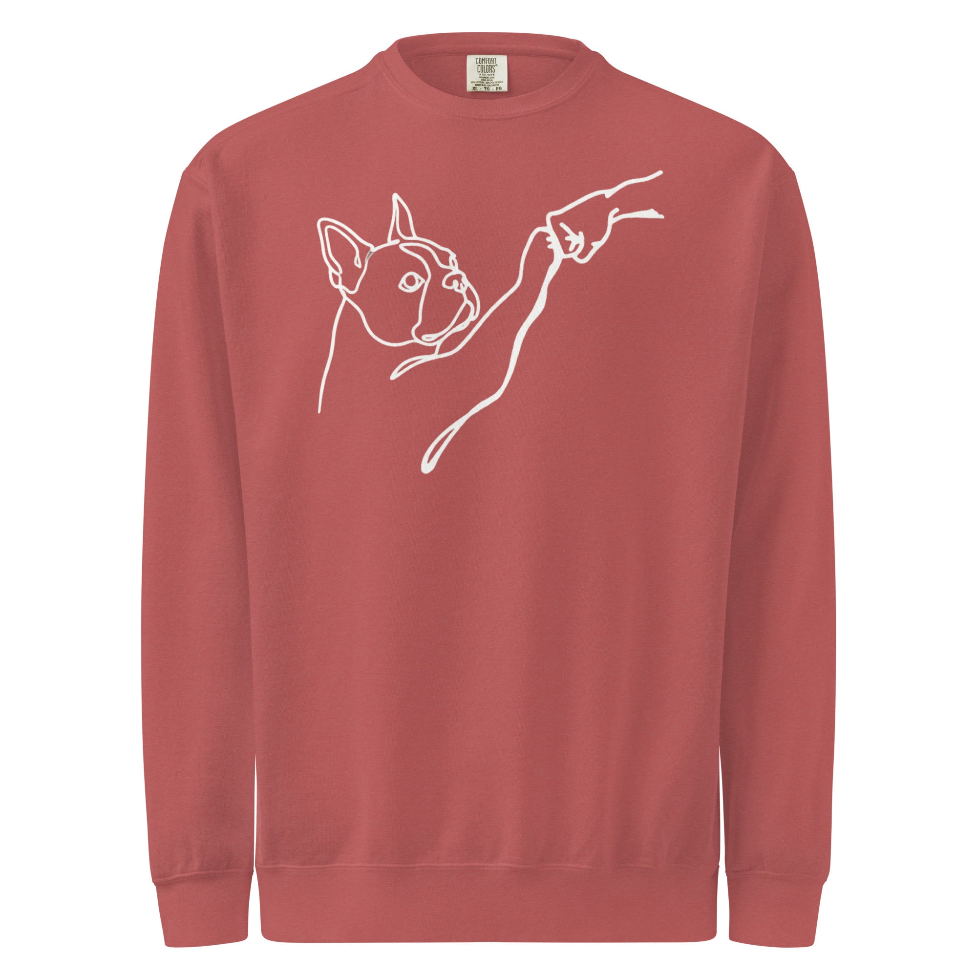 Dog Fist Bump Unisex Garment-Dyed Sweatshirt . Crimson