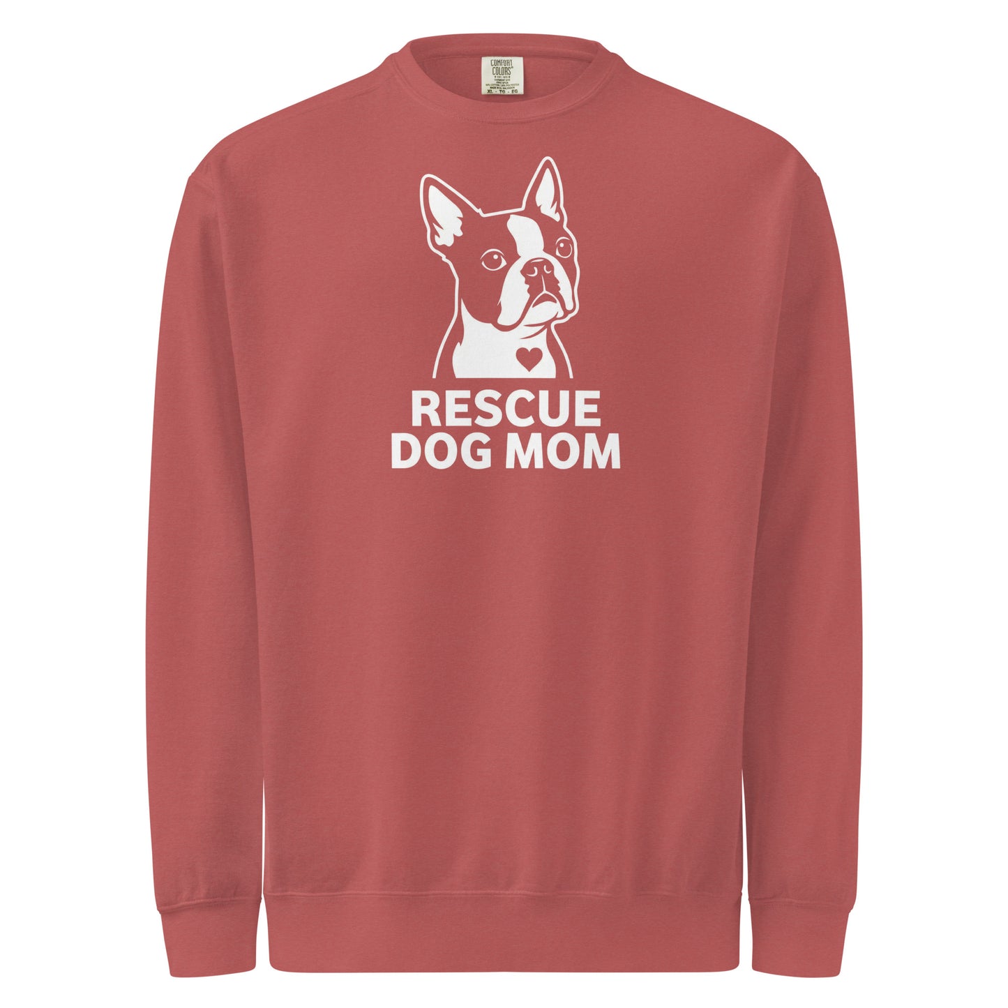 Rescue Dog Mom Garment-Dyed Sweatshirt . Crimson