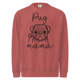 Pug Mama Mode Garment-dyed Sweatshirt . Crimson