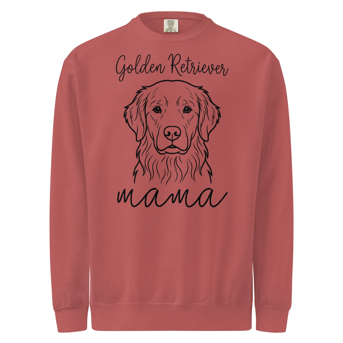 Golden Retriever Mama Mode Garment-dyed Sweatshirt . Crimson